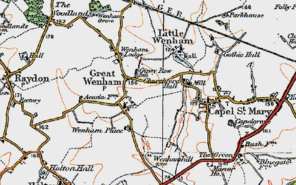 Old map of Great Wenham in 1921