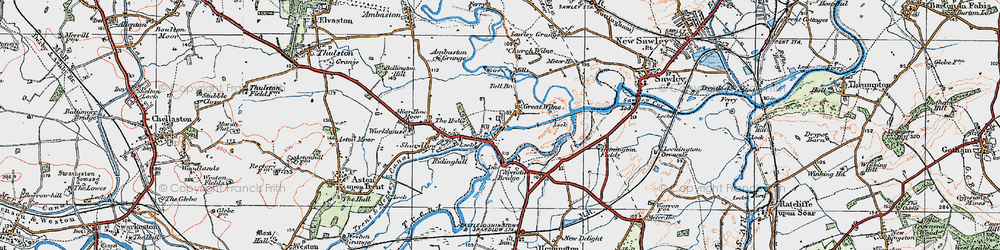 Old map of Great Wilne in 1921