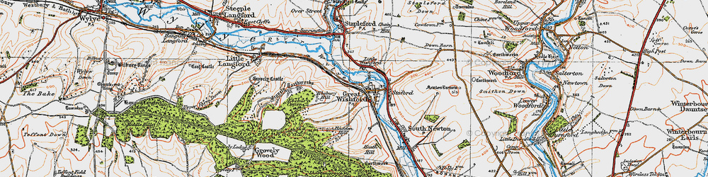 Old map of Great Wishford in 1919