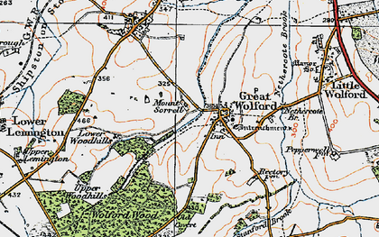 Old map of Great Wolford in 1919