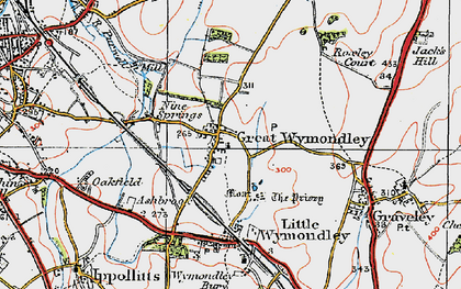 Old map of Great Wymondley in 1919