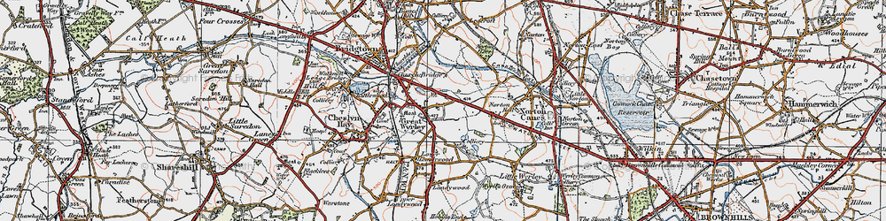 Old map of Great Wyrley in 1921