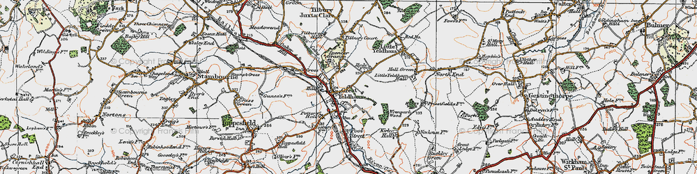 Old map of Great Yeldham in 1921
