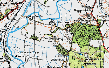 Old map of Greatham in 1920