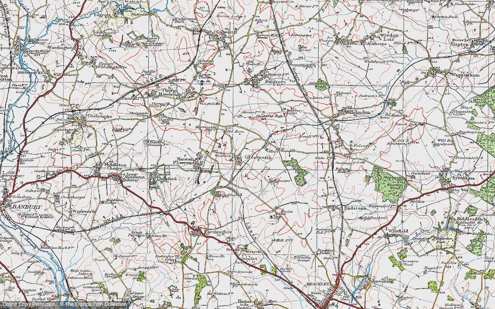 Old Map of Historic Map covering Stuchbury in 1919