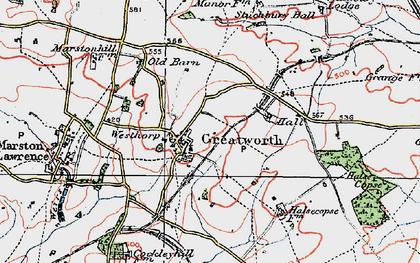 Old map of Greatworth in 1919