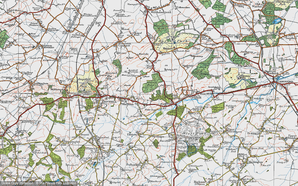 Old Map of Historic Map covering Maulden Wood in 1919