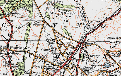 Old map of Green Heath in 1921