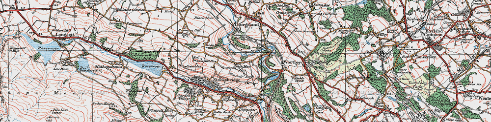 Old map of Green Moor in 1924