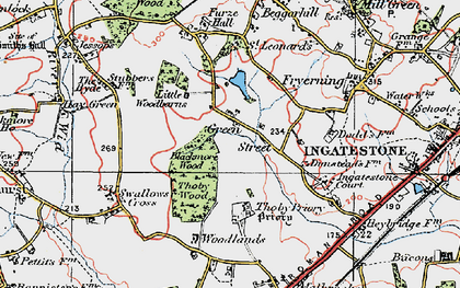 Old map of Woodlands Farmhouse in 1920