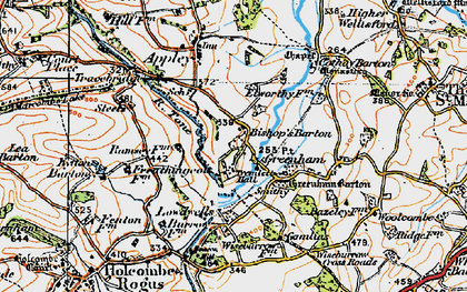 Old map of Bishop's Barton in 1919