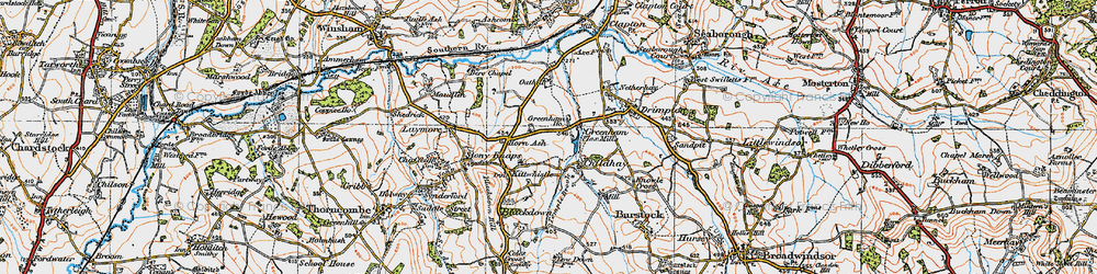 Old map of Greenham in 1919