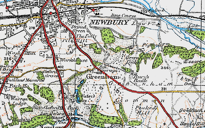 Old map of Greenham in 1919