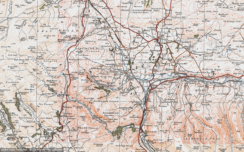 Old Map of Historic Map covering Whinash in 1925