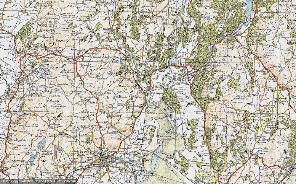 Old Map of Historic Map covering Legbarrow Point in 1925