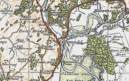 Old map of Greenodd in 1925