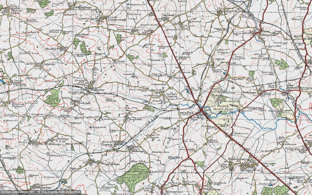 Old Map of Greens Norton, 1919 in 1919