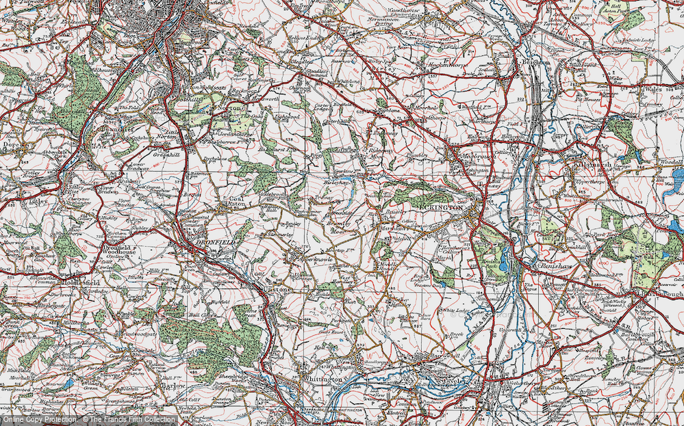 Old Map of Historic Map covering Bramley Moor in 1923