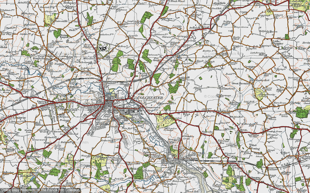 Old Map of Greenstead, 1921 in 1921