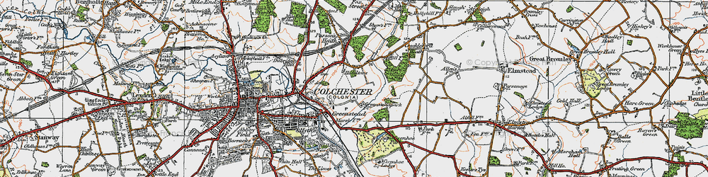 Old map of Greenstead in 1921