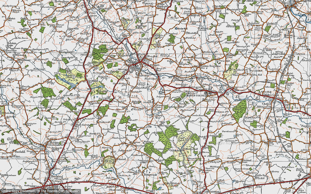 Old Map of Greenstead Green, 1921 in 1921