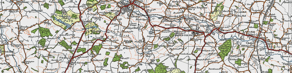 Old map of Greenstead Green in 1921