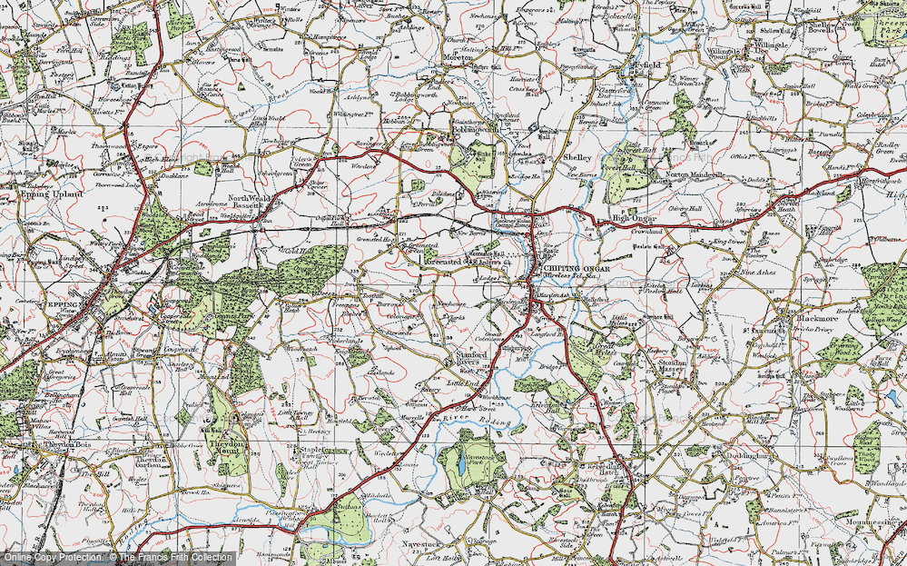Old Map of Greensted, 1920 in 1920