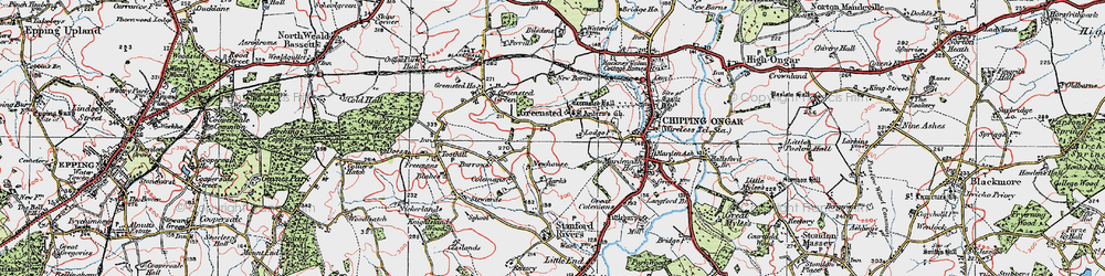 Old map of Greensted in 1920