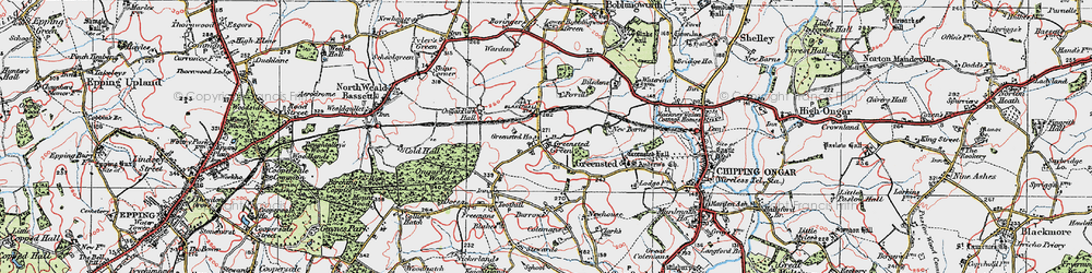 Old map of Ongar Park Hall in 1920