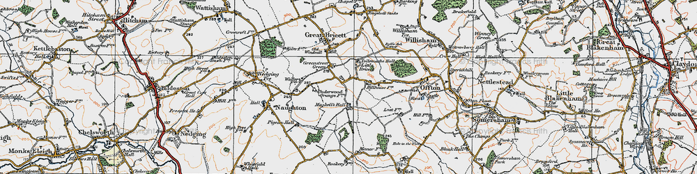 Old map of Greenstreet Green in 1921