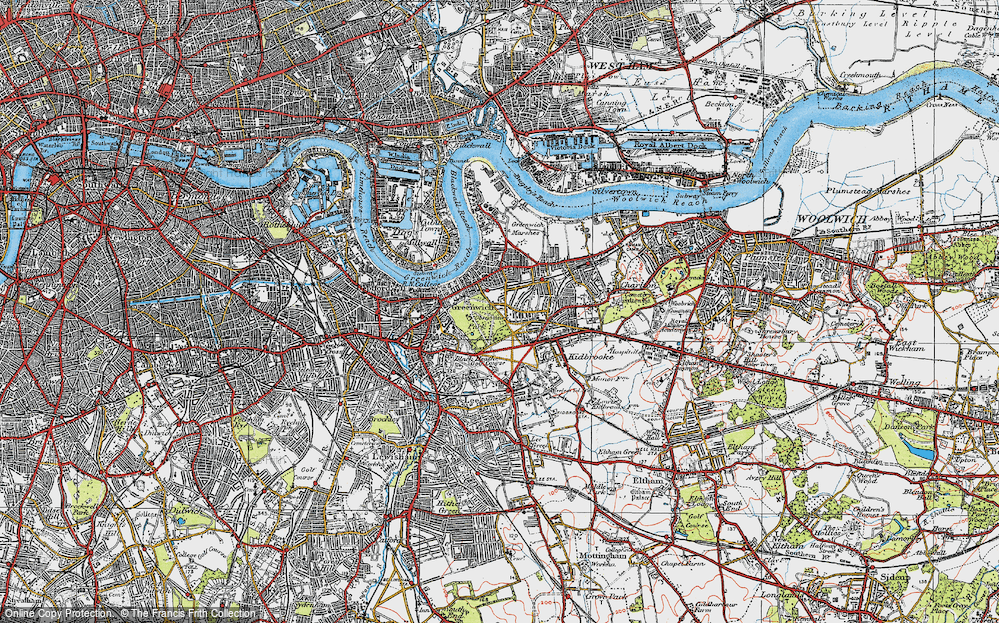 Old Map of Greenwich, 1920 in 1920