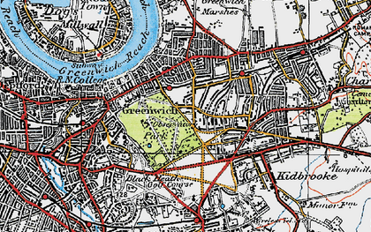 Old map of Greenwich in 1920