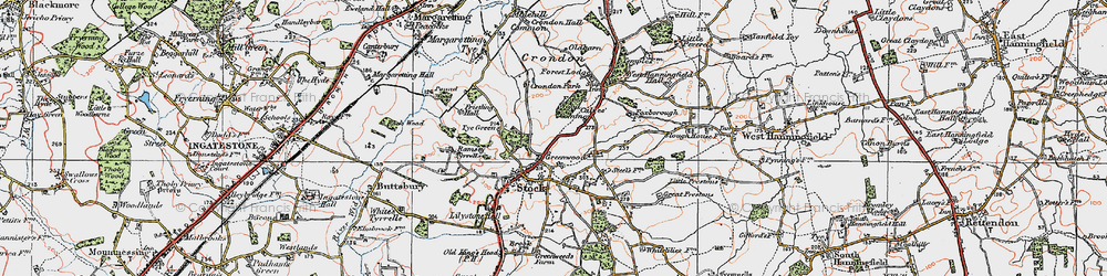 Old map of Greenwoods in 1920