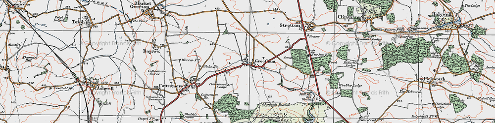Old map of Greetham in 1922