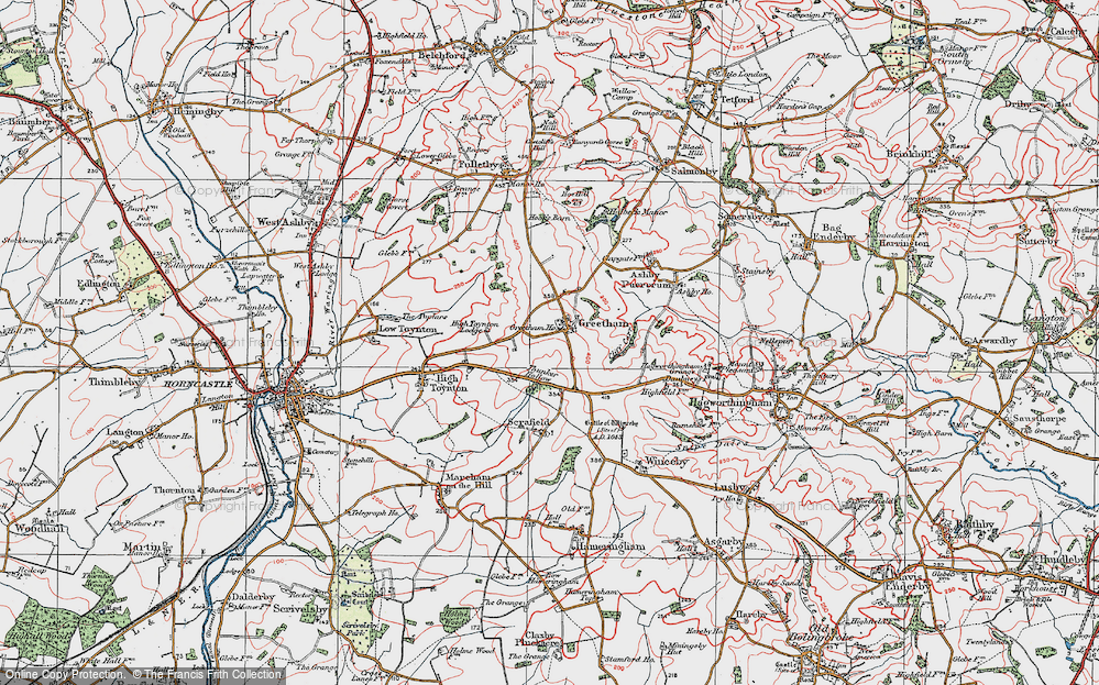 Old Map of Greetham, 1923 in 1923