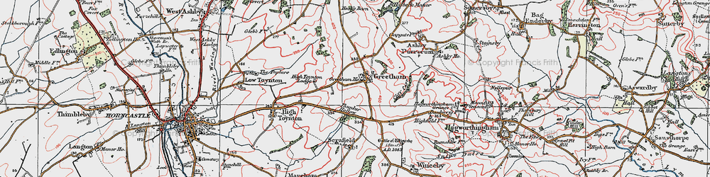 Old map of Greetham in 1923