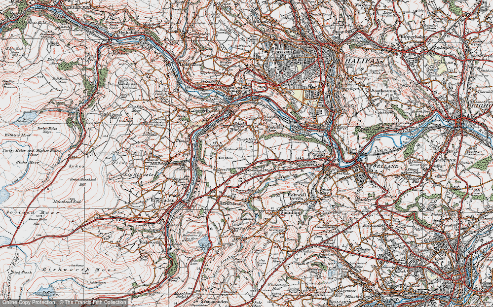 Old Map of Greetland Wall Nook, 1925 in 1925