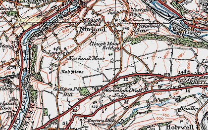 Old map of Greetland Wall Nook in 1925