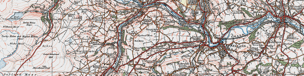 Old map of Greetland Wall Nook in 1925
