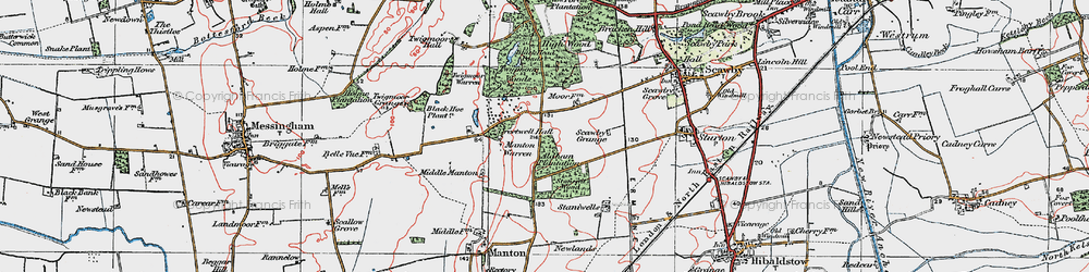 Old map of Aldham Plantn in 1923