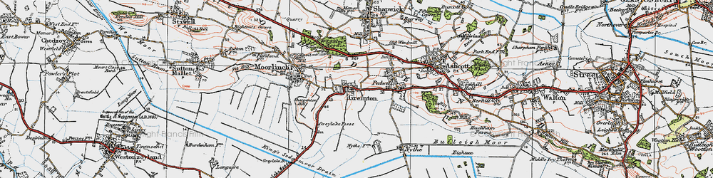 Old map of Greinton in 1919