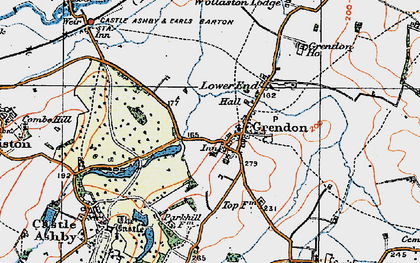 Old map of Grendon in 1919