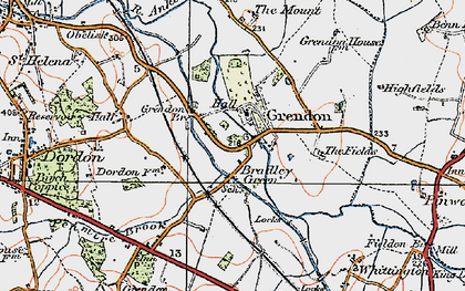Old map of Grendon in 1921