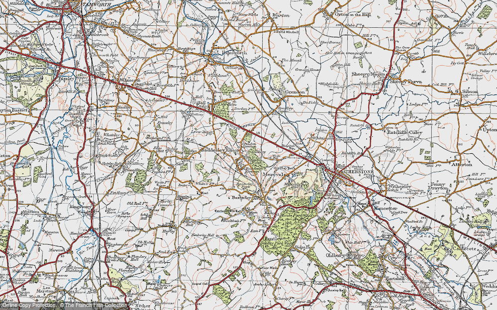 Old Map of Grendon Common, 1921 in 1921