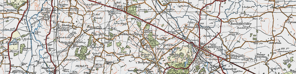 Old map of Grendon Common in 1921