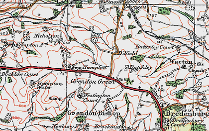 Old map of Grendon Green in 1920