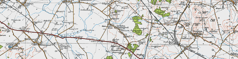 Old map of Grendon Underwood in 1919