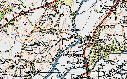 Old map of Gressingham in 1924