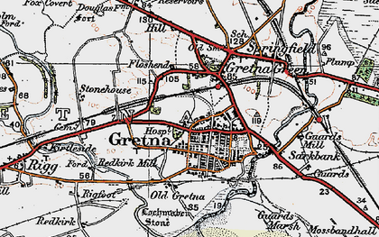 Old map of Gretna in 1925