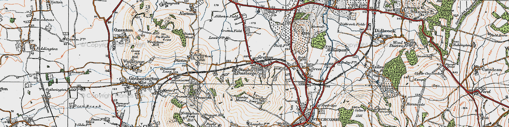 Old map of Gretton in 1919